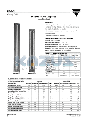 PBG-C datasheet - Plasma Panel Displays Linear Bar Graph