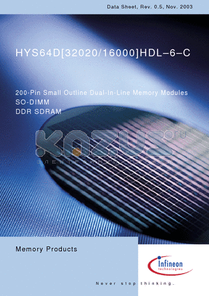 HYS64D32020HDL-6-C datasheet - 200-Pin Small Outline Dual-In-Line Memory Modules