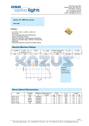 OLS-176G-X-T datasheet - Series 176 - 0805 low current low cost