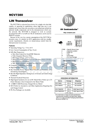 NCV7380DR2 datasheet - LIN Transceiver