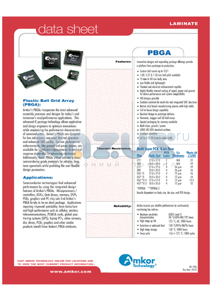 PBGA datasheet - Innovative designs and expanding package offerings provide a platform from prototype-to-production