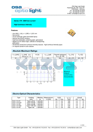 OLS-176HD-XD-T datasheet - Series 176 - 0805 low current High luminous intensity
