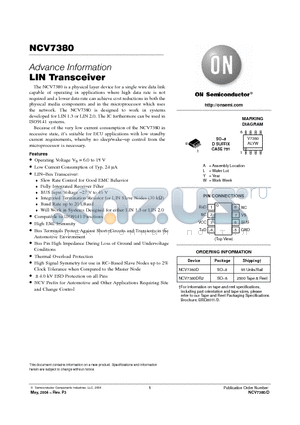 NCV7380DR2 datasheet - LIN Transceiver