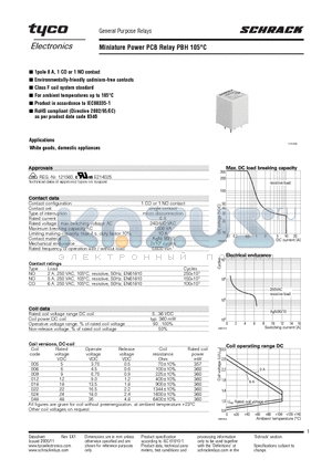 PBH14005_05 datasheet - Miniature Power PCB Relay PBH 105`C