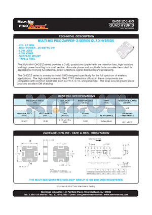 QHDZ-2Z-2.45G datasheet - QUAD HYBRID