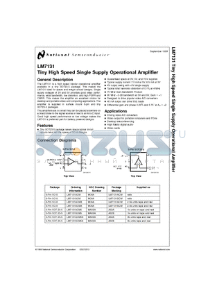 LM7131ACMX datasheet - Tiny High Speed Single Supply Operational Amplifier