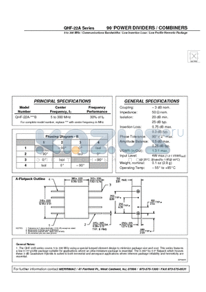 QHF-22A-300B datasheet - 90 POWER DIVIDERS / COMBINERS