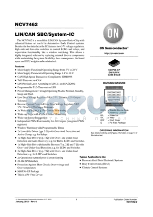 NCV7462 datasheet - LIN/CAN SBC/System-IC