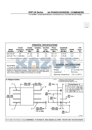 QHF-2A-60 datasheet - 90 POWER DIVIDERS / COMBINERS
