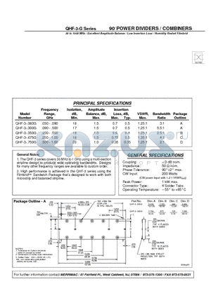 QHF-3-.060G datasheet - 90 POWER DIVIDERS / COMBINERS