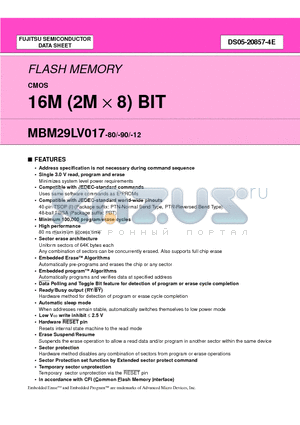MBM29LV017-12PTN datasheet - 16M (2M X 8) BIT