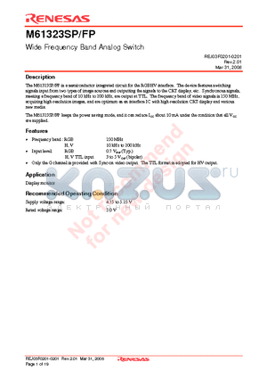 M61323FP datasheet - Wide Frequency Band Analog Switch