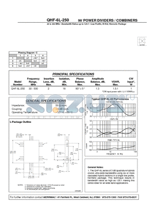 QHF-6L-250 datasheet - 90 POWER DIVIDERS / COMBINERS