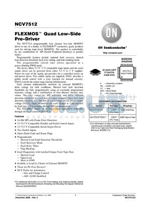 NCV7512 datasheet - FLEXMOS Quad Low-Side Pre-Driver