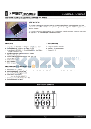 PLCDA05 datasheet - 500 WATT MULTI-LINE LOW CAPACITANCE TVS ARRAY