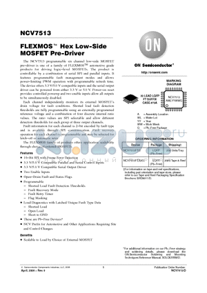 NCV7513FTG datasheet - FLEXMOS Hex Low−Side MOSFET Pre−Driver