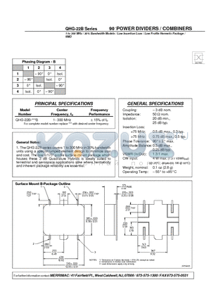 QHG-22B-300B datasheet - 90 POWER DIVIDERS / COMBINERS