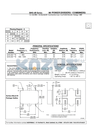 QHG-2B-1000B datasheet - 90 POWER DIVIDERS / COMBINERS