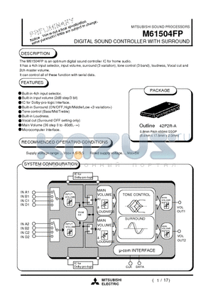 M61504 datasheet - DIGITAL SOUND CONTROLLER WITH SURROUND