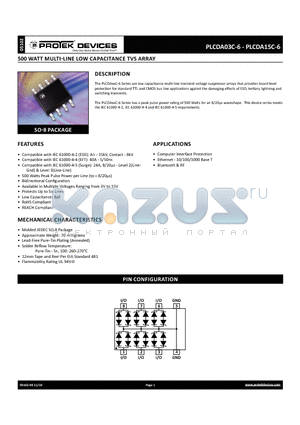 PLCDA05C-6 datasheet - 500 WATT MULTI-LINE CAPACITANCE TVS ARRAY