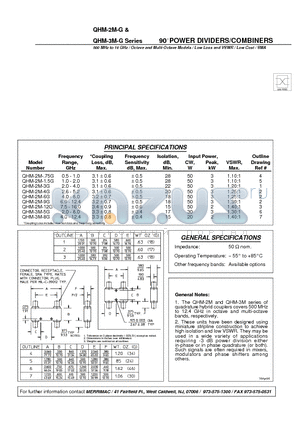 QHM-2M-1.5G datasheet - 90 POWER DIVIDERS/COMBINERS