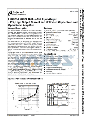 LM7321 datasheet - Rail-to-Rail Input/Output a15V, High Output Current and Unlimited Capacitive Load Operational Amplifier