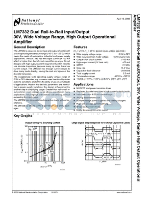 LM7332 datasheet - Dual Rail-to-Rail Input/Output 30V, Wide Voltage Range, High Output Operational Amplifier