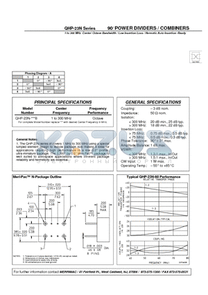 QHP-23N-1B datasheet - 90 POWER DIVIDERS / COMBINERS