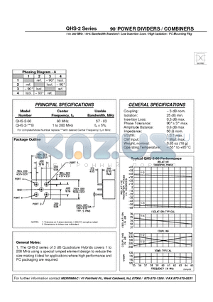 QHS-2-200B datasheet - 90 POWER DIVIDERS / COMBINERS