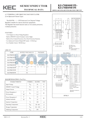 KIA78R018F/PI datasheet - BIPOLAR LINEAR INTEGRATED CIRCUIT