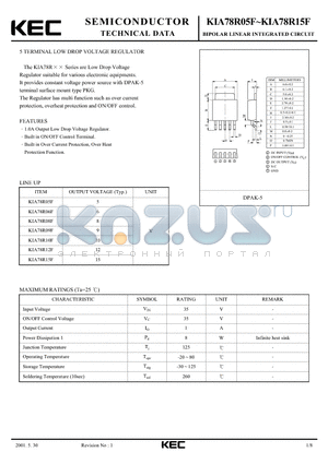 KIA78R05 datasheet - BIPOLAR LINEAR INTEGRATED CIRCUIT (5 TERMINAL LOW DROP VOLTAGE  REGULATOR)