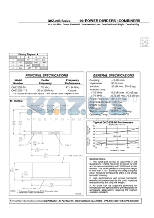 QHZ-23B-200B datasheet - 90 POWER DIVIDERS / COMBINERS