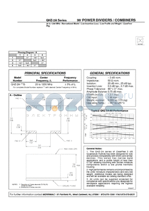 QHZ-2A-20B datasheet - 90 POWER DIVIDERS / COMBINERS