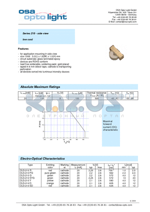 OLS-210R datasheet - Series 210 - side view low cost