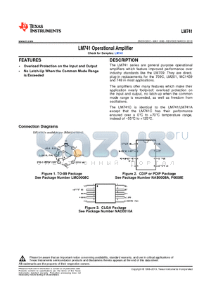 LM741CH datasheet - LM741 Operational Amplifier