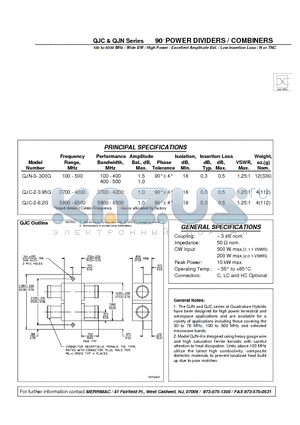 QJC-2-3.95G datasheet - 90 POWER DIVIDERS / COMBINERS