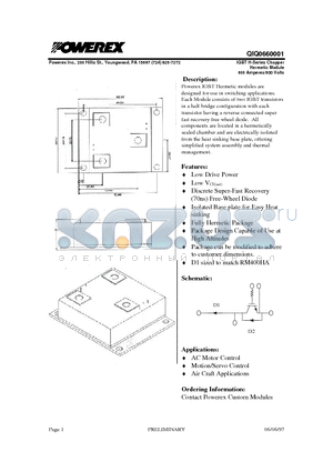 QIQ0660001 datasheet - IGBT H-Series Chopper Hermetic Module (600 Amperes/600 Volts)