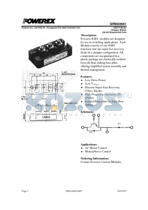 QIR0620001 datasheet - IGBT H-Series Chopper Module (200/300 Amperes/600 Volts)