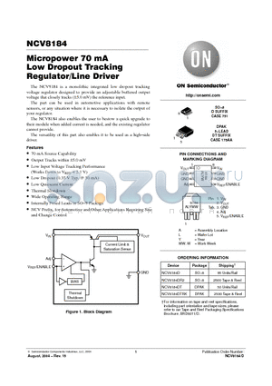 NCV8184 datasheet - Micropower 70 mA  Low Dropout Tracking Regulator/Line Driver