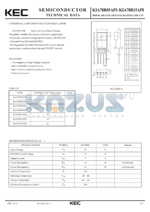 KIA78R09API datasheet - BIPOLAR LINEAR INTEGRATED CIRCUIT (4 TERMINAL LOW DROP VOLTAGE REGULATOR)