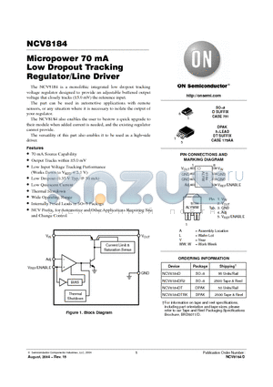 NCV8184DT datasheet - Micropower 70 mA  Low Dropout Tracking Regulator/Line Driver