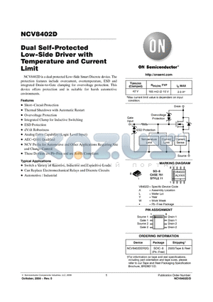 NCV8402D datasheet - Dual Self-Protected Low-Side Driver with Temperature and Current Limit