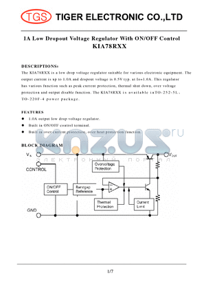 KIA78R06FXX datasheet - 1A Low Dropout Voltage Regulator With ON/OFF Control