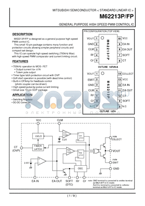 M62213P datasheet - GENERAL PURPOSE HIGH SPEED PWM CONTROL IC