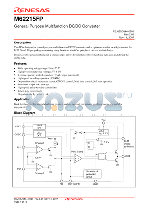 M62215FP datasheet - General Purpose Multifunction DC/DC Converter