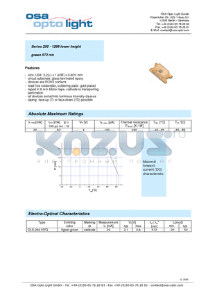 OLS-250HYG-C-TD datasheet - Series 250 - 1206 lower height green 572 nm