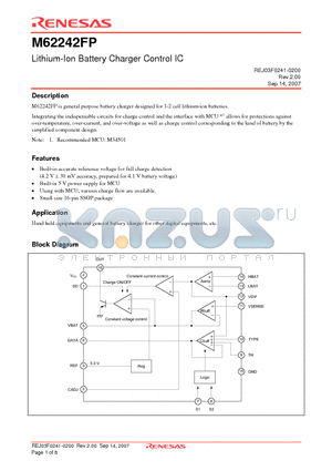M62242FP datasheet - Lithium-Ion Battery Charger Control IC