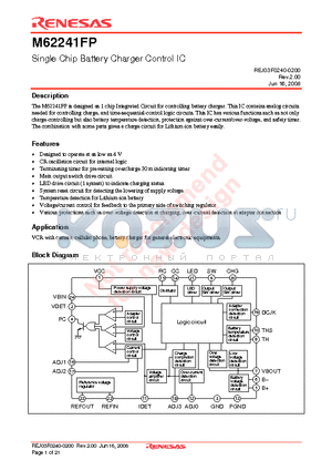 M62241FP datasheet - Single Chip Battery Charger Control IC