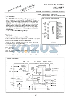 M62255FP datasheet - GENERAL PURPOSE BATTERY CHARGER CONTROL IC