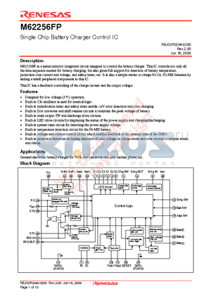 M62256FP datasheet - Single Chip Battery Charger Control IC